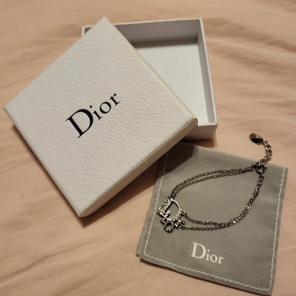 Dior Oblique Double Chain Bracelet Silvertone - Picture 2 of 7